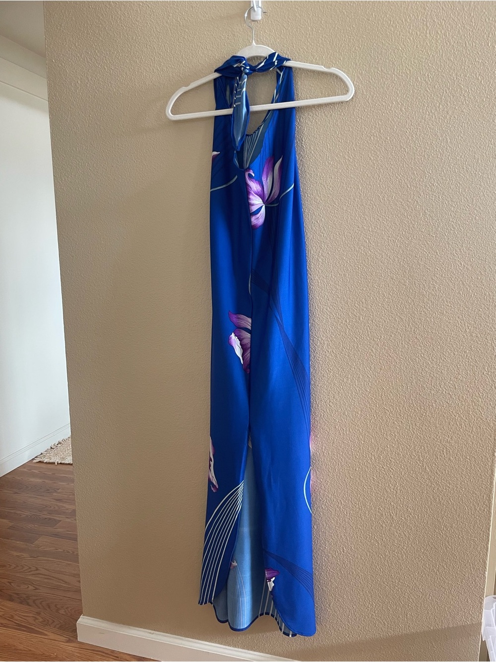 Blue Floral Halter Maxi Dress